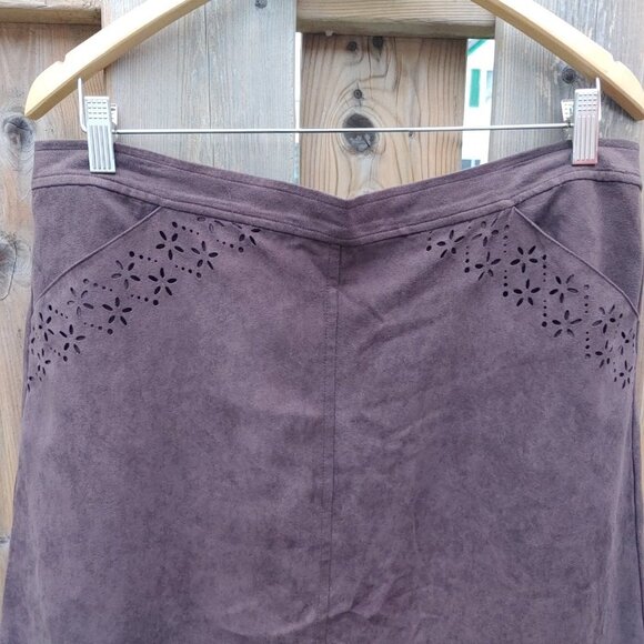 Carroll Reed Brown Full Length Skirt Women's Size XL Microfibre Suede - Picture 4 of 7